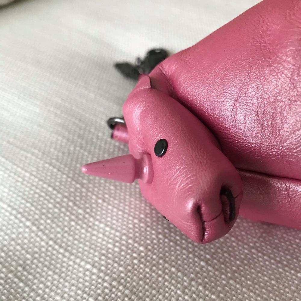 Coach Uni Coin Case, Pink Leather Unicorn Bag Charm Coin Case - Picture 11 of 16